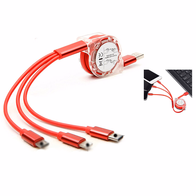 3 In 1 Retractable USB Data Cable