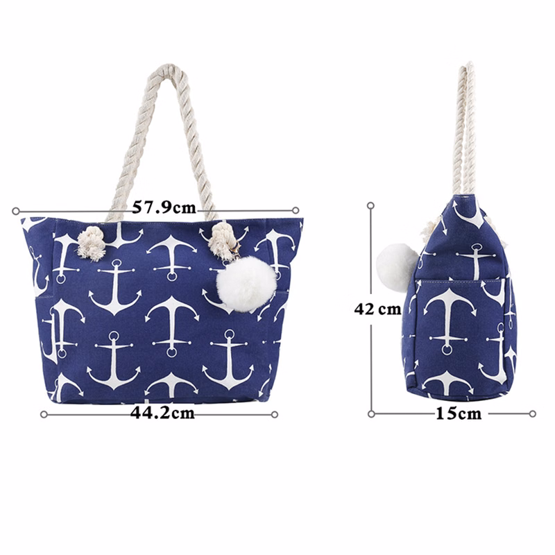 Large Canvas Striped Beach Bag