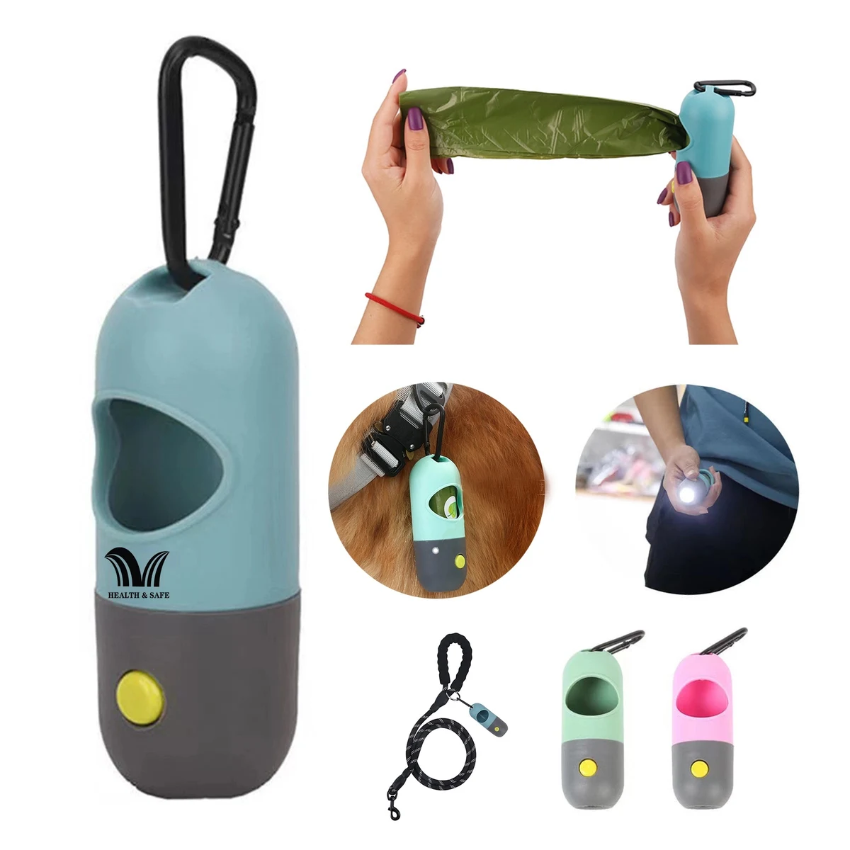 Dog Poop Bags Holder with LED Flashlight 1
