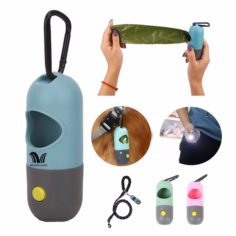 Dog Poop Bags Holder with LED Flashlight