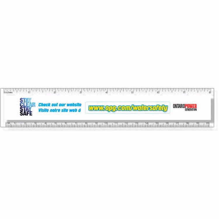.020 Clear Plastic Rulers 1.5"x8.25", Rectangle / Square Corner, Full Colour