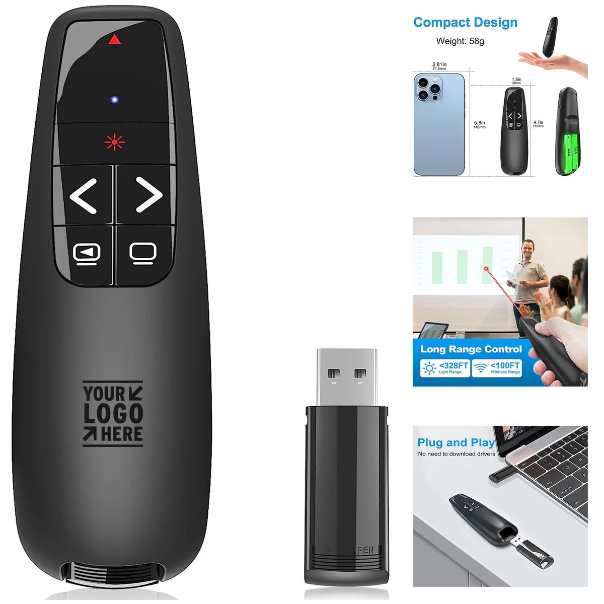 USB Wireless Presenter Remote Presentation Clickers for PowerPoint 1