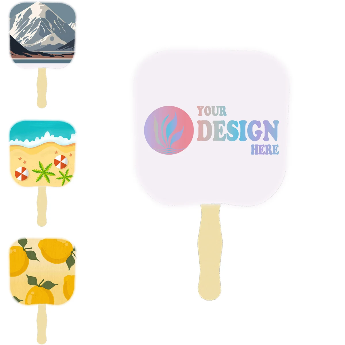 Custom Paper Hand Fan with Wood Handle 1