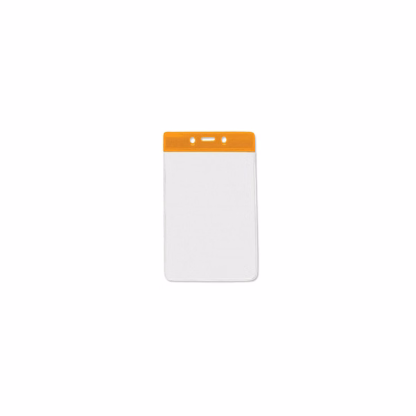 Vinyl Vertical Top Load Badge Holder (2.66"x 4.25")(Orange)