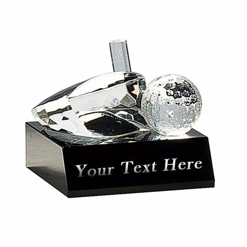 Crystal: 4x3" Golf Club & Ball on Black Base