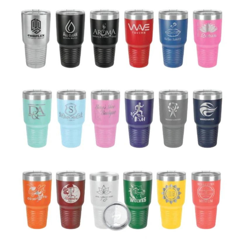 Polar Camel 30 oz. Ringneck Insulated Tumbler w/Slider Lid & Silver Ring 1