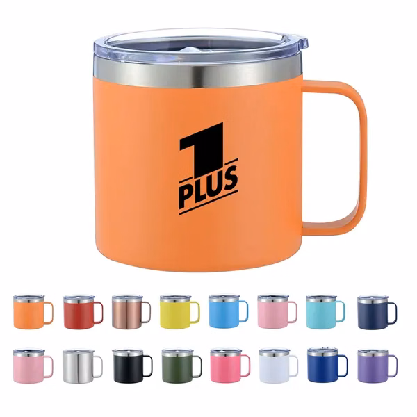 14Oz Stainless Steel Vacuum Camping Mug With Handle