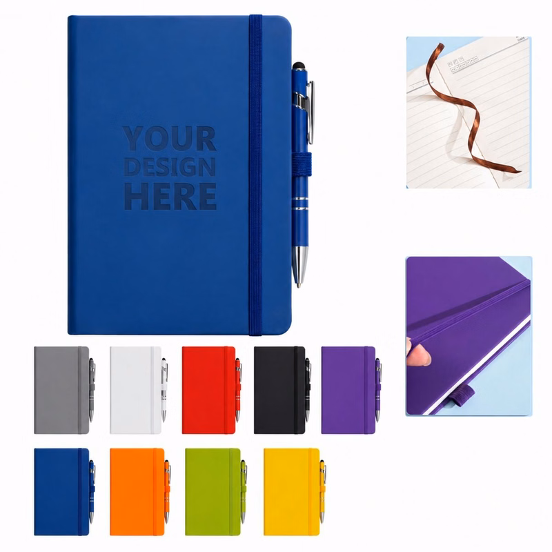 A5 Hardcover Notebook With Elastic Band And Pen