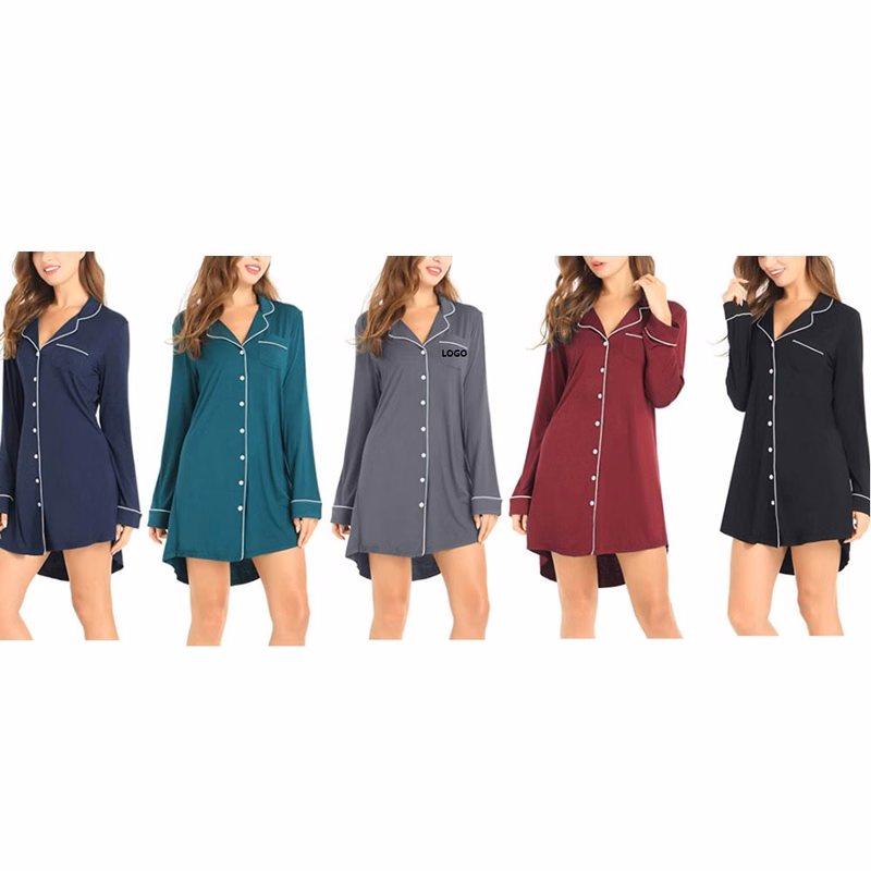 Women Sleep Shirt Short Long Sleeve Sleepwear