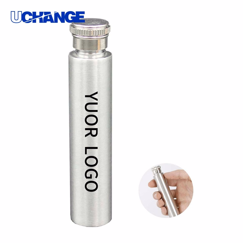 Travel Size Flask Bottle with Polished Metal Finish