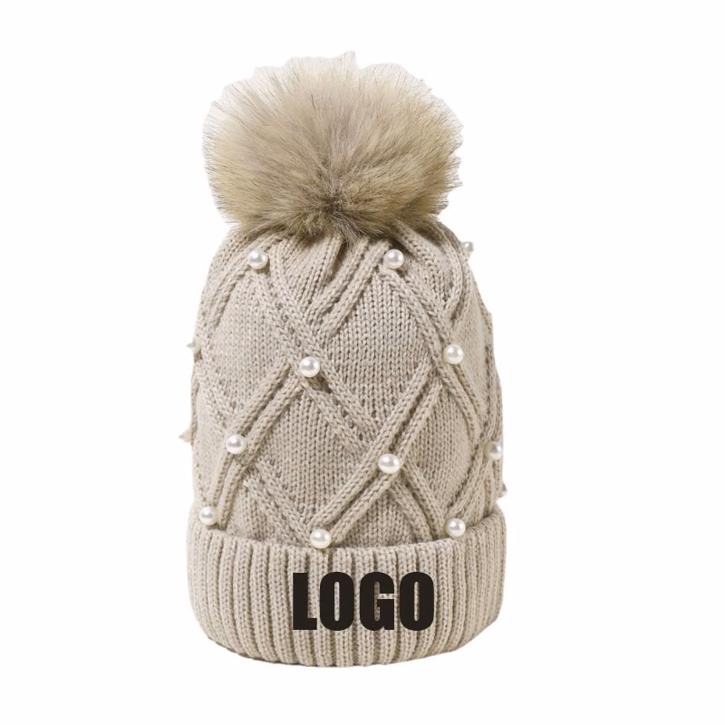 Custom Womens Winter Beanie Hat with pearl