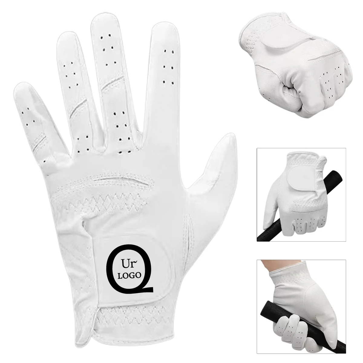 Pure White Pu Material Wear-Resistant Non-Slip Golf Gloves 1