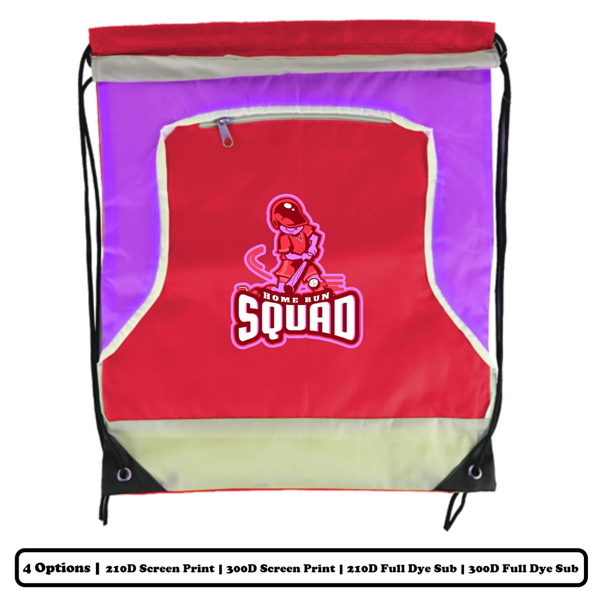 2-Color Bulb Design Front Zipper Polyester Drawstring Bag 1