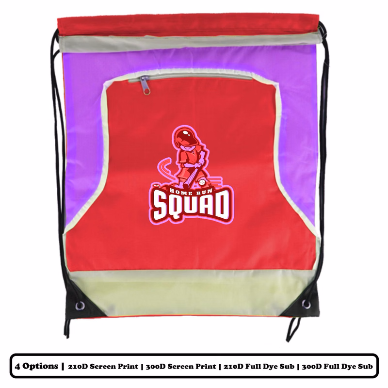 2-Color Bulb Design Front Zipper Polyester Drawstring Bag