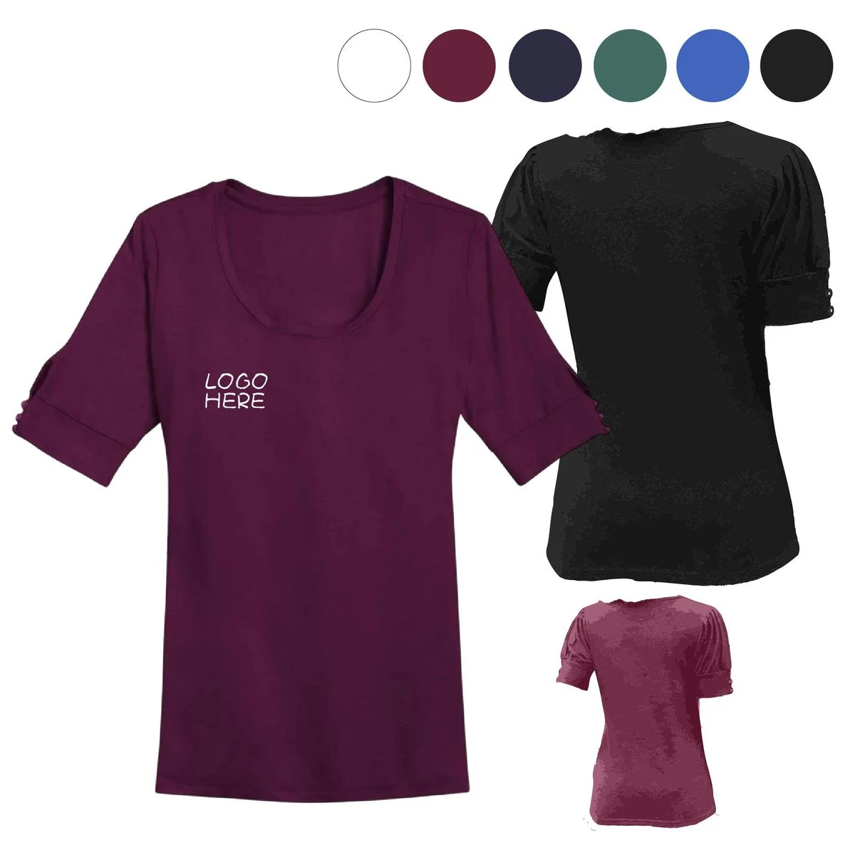 Women's Crew Neck Short Sleeve T-Shirt Casual Basic Tee 1