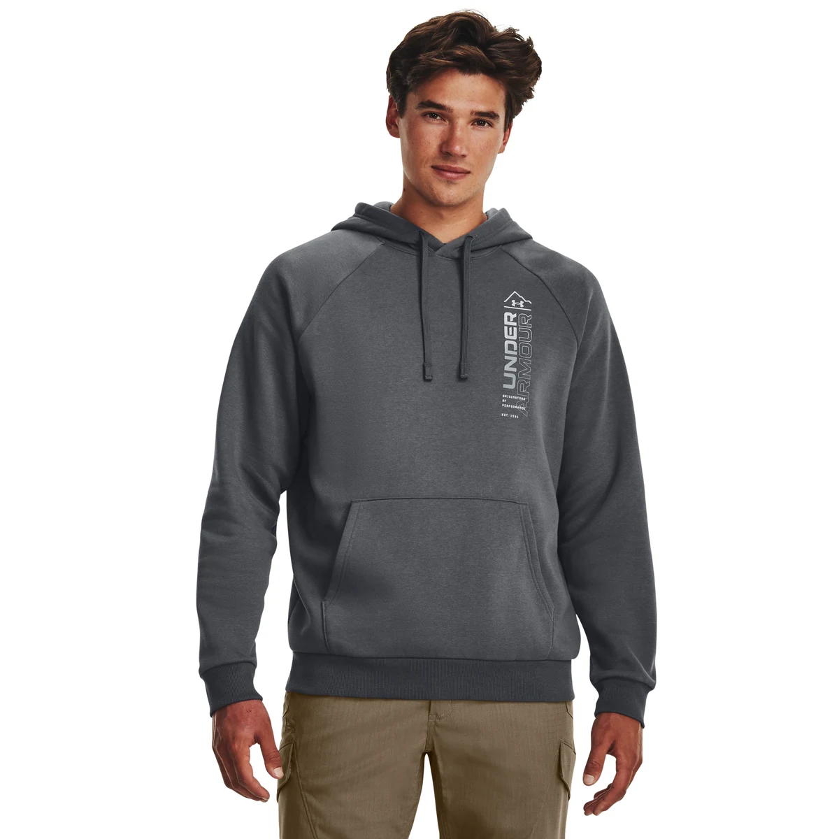 Men's UA Rival Fleece Wordmark Hoodie, custom hoodie or sweatshirt with logo imprint 1