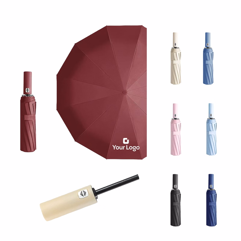 24-Rib Automatic Folding Umbrella with Custom Logo