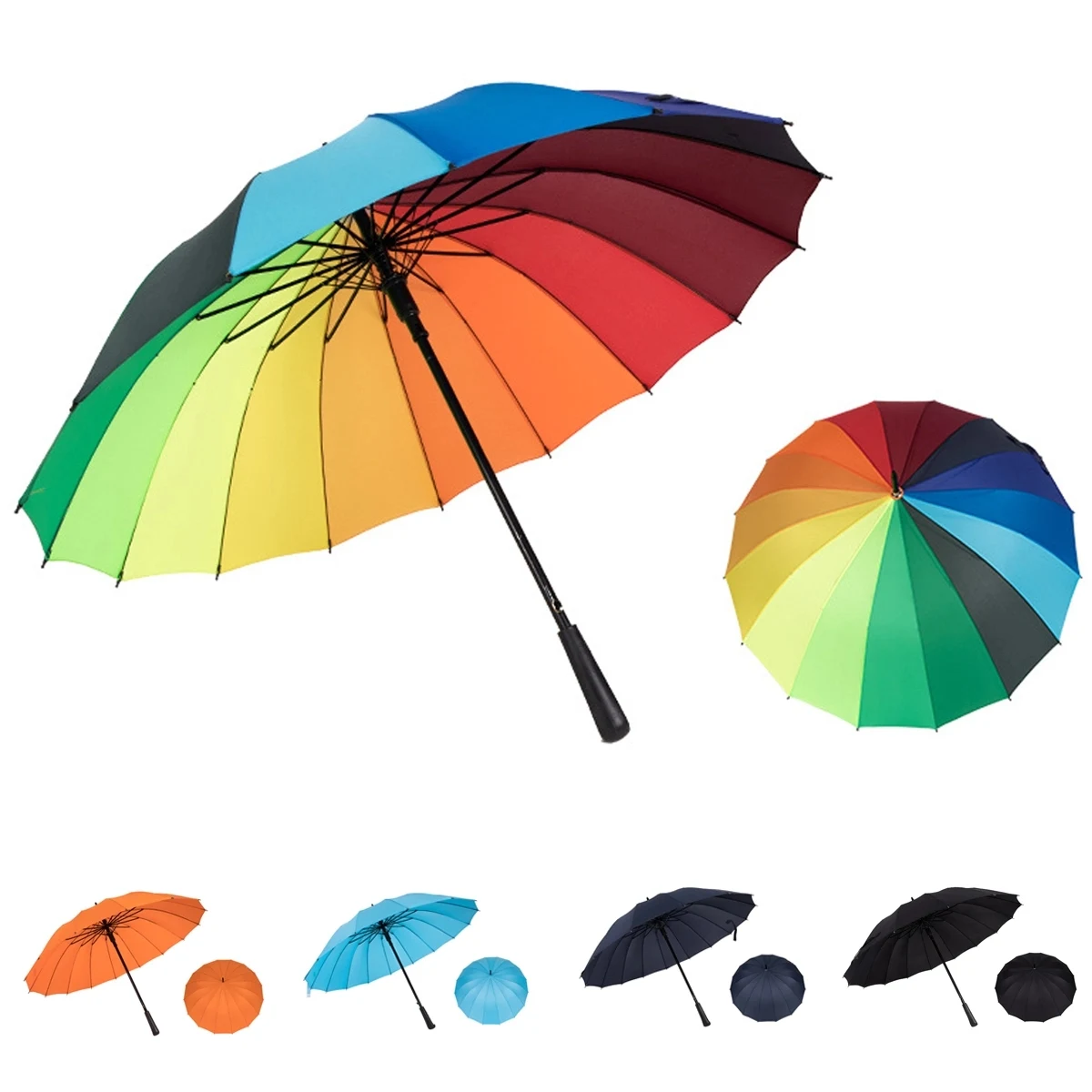 Multi-Color Straight Rainbow Umbrella 1