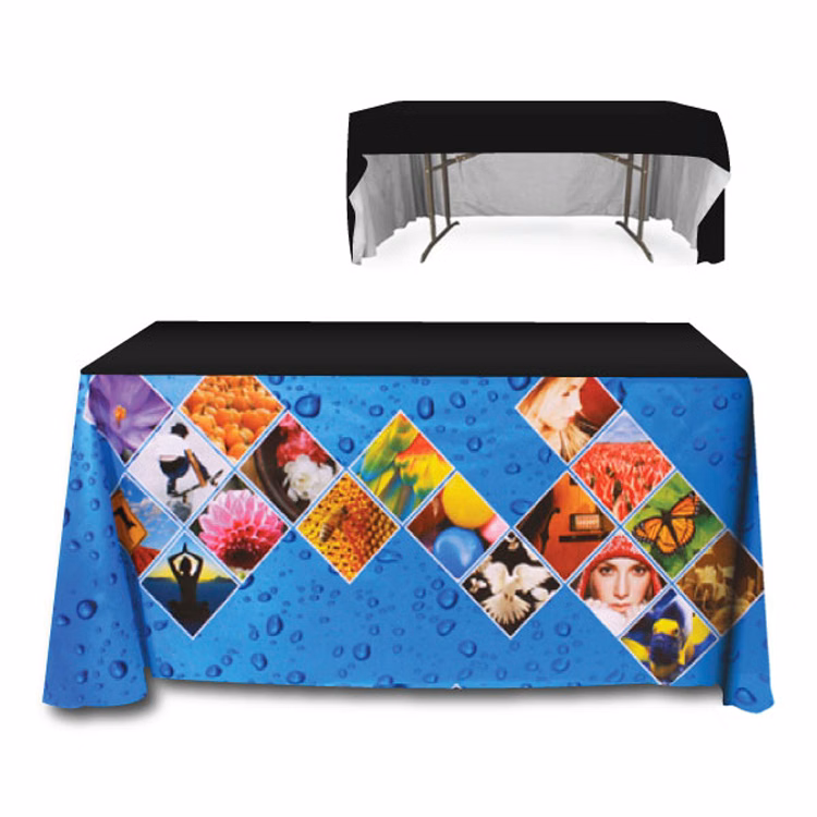 4 ft. x 24 in. 3 Sided PolyKnit™ Table Cover (Dye Sub Front Panel)