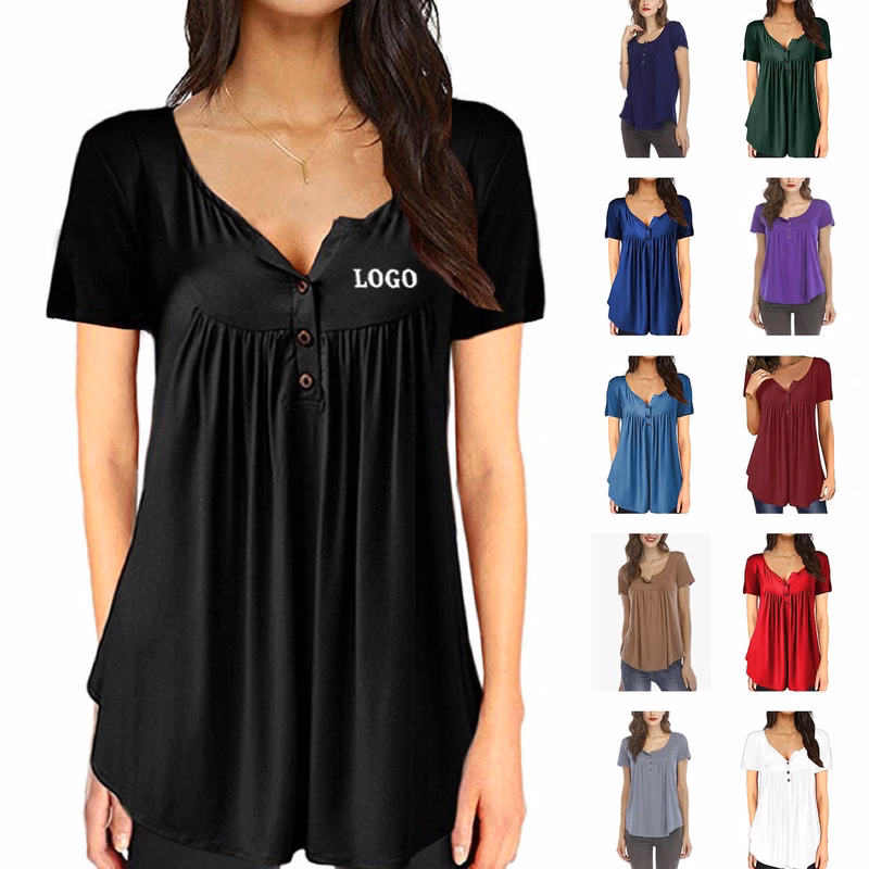 Women's Long Sleeve Henley Shirt Casual Button Up Tunic Tops