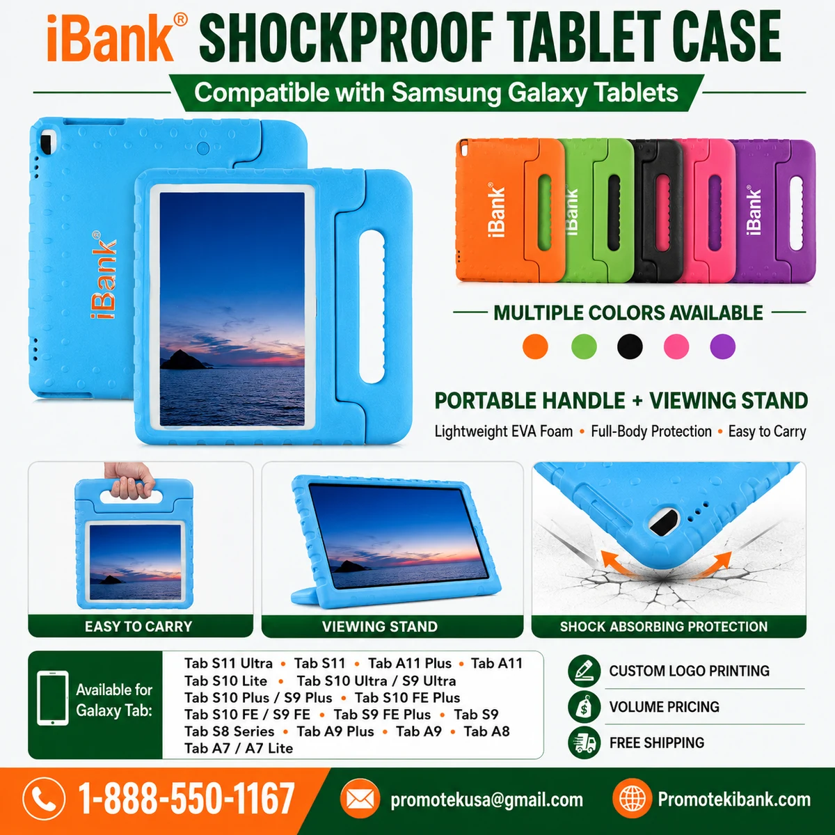 iBank ® Shockproof Case for Samsung Galaxy Tablet, with portable handle stand 1