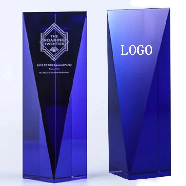 Blue Crystal Glass Trophy Award 1