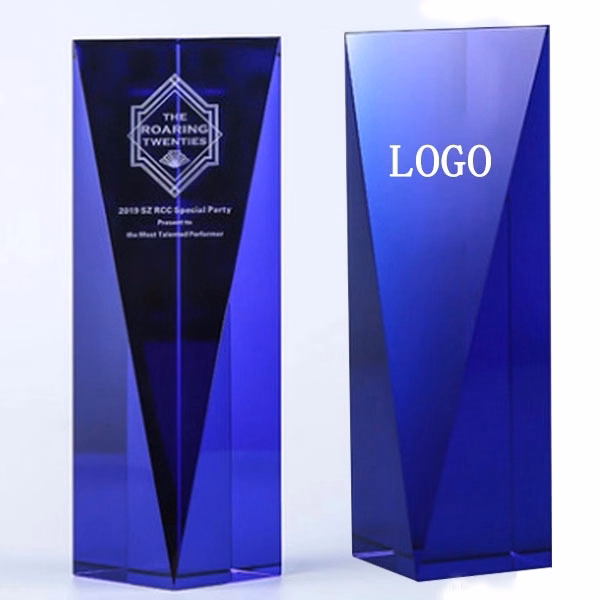 Blue Crystal Glass Trophy Award