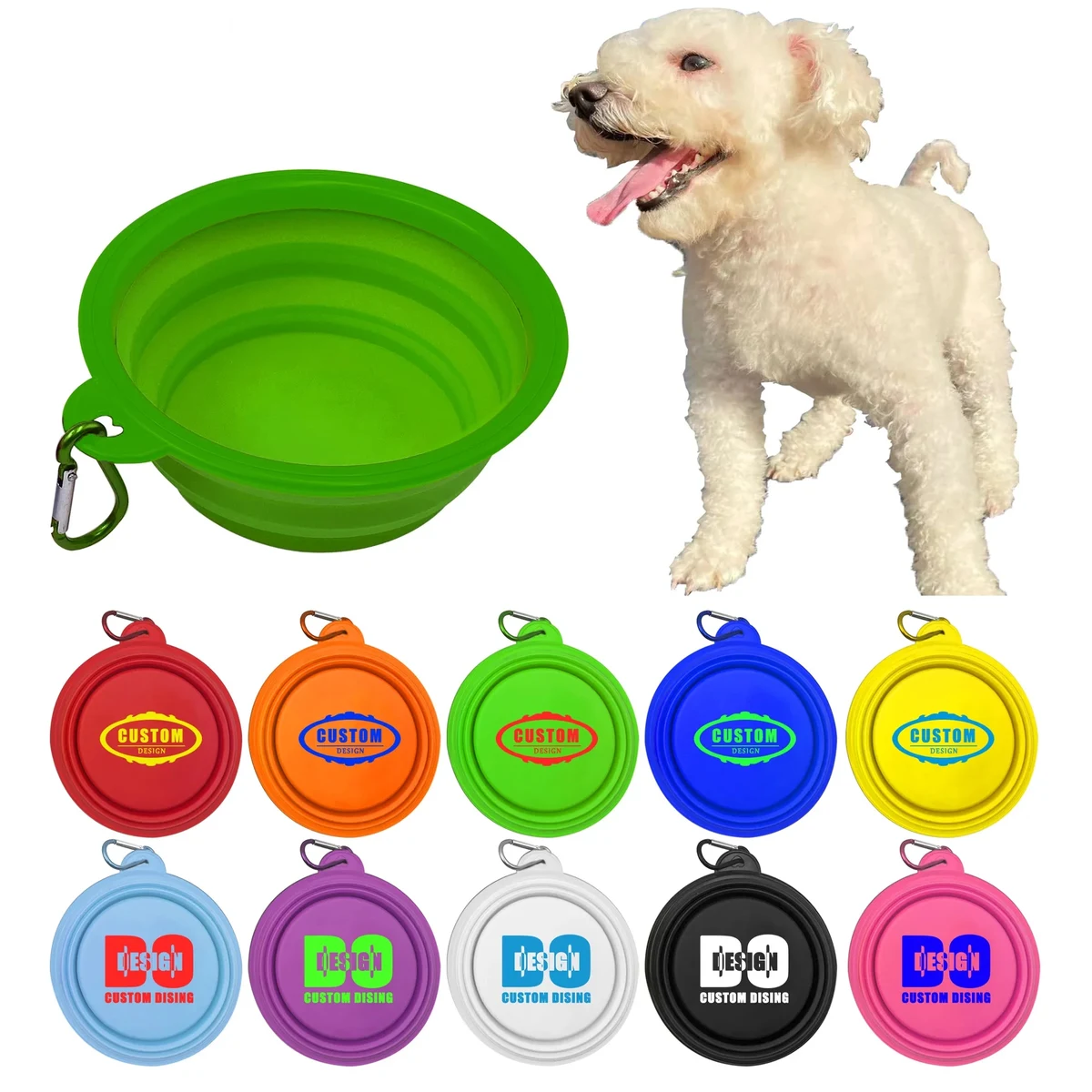 12 Oz Silicone Pet Bowl with Carabiner 1