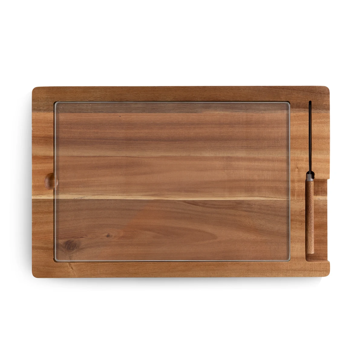 Ventana Tempered Glass and Acacia Cheese Board and Knife Set 1