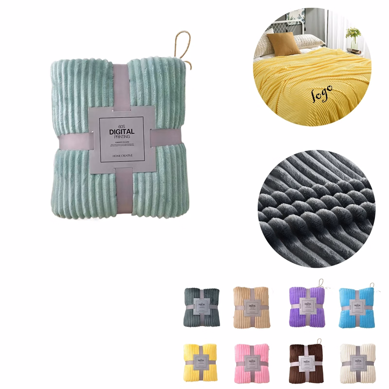 MOQ30 Plush Fleece Throw Blanket Warm Coral Gift