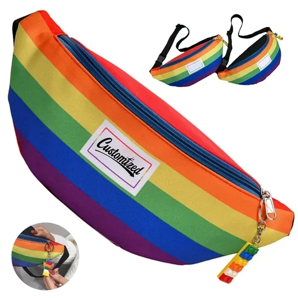 Custom Rainbow Stripe Fanny Pack — Pride & Inclusion Brand Initiative Gift 1