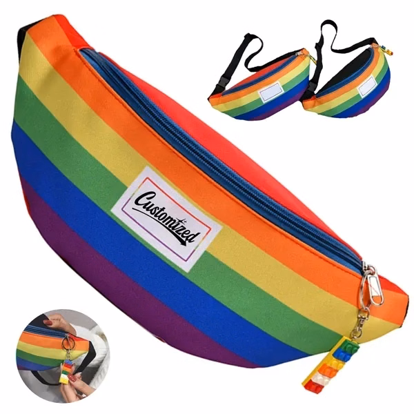 Custom Rainbow Stripe Fanny Pack — Pride & Inclusion Brand Initiative Gift