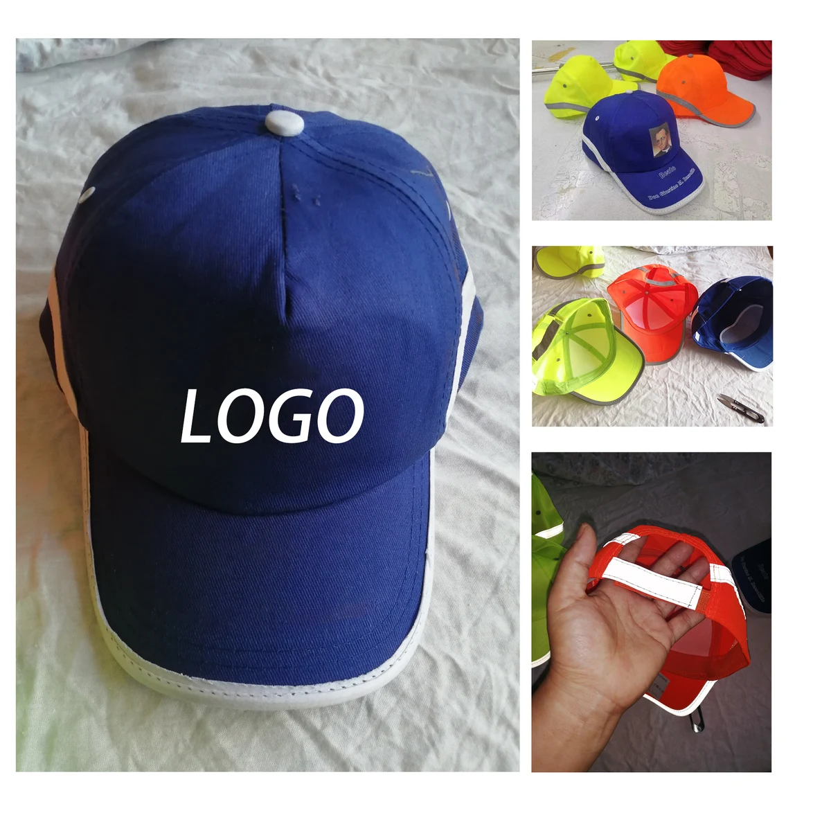 6-Panel Polyester Quick-dry Cap with Reflective Strip 1