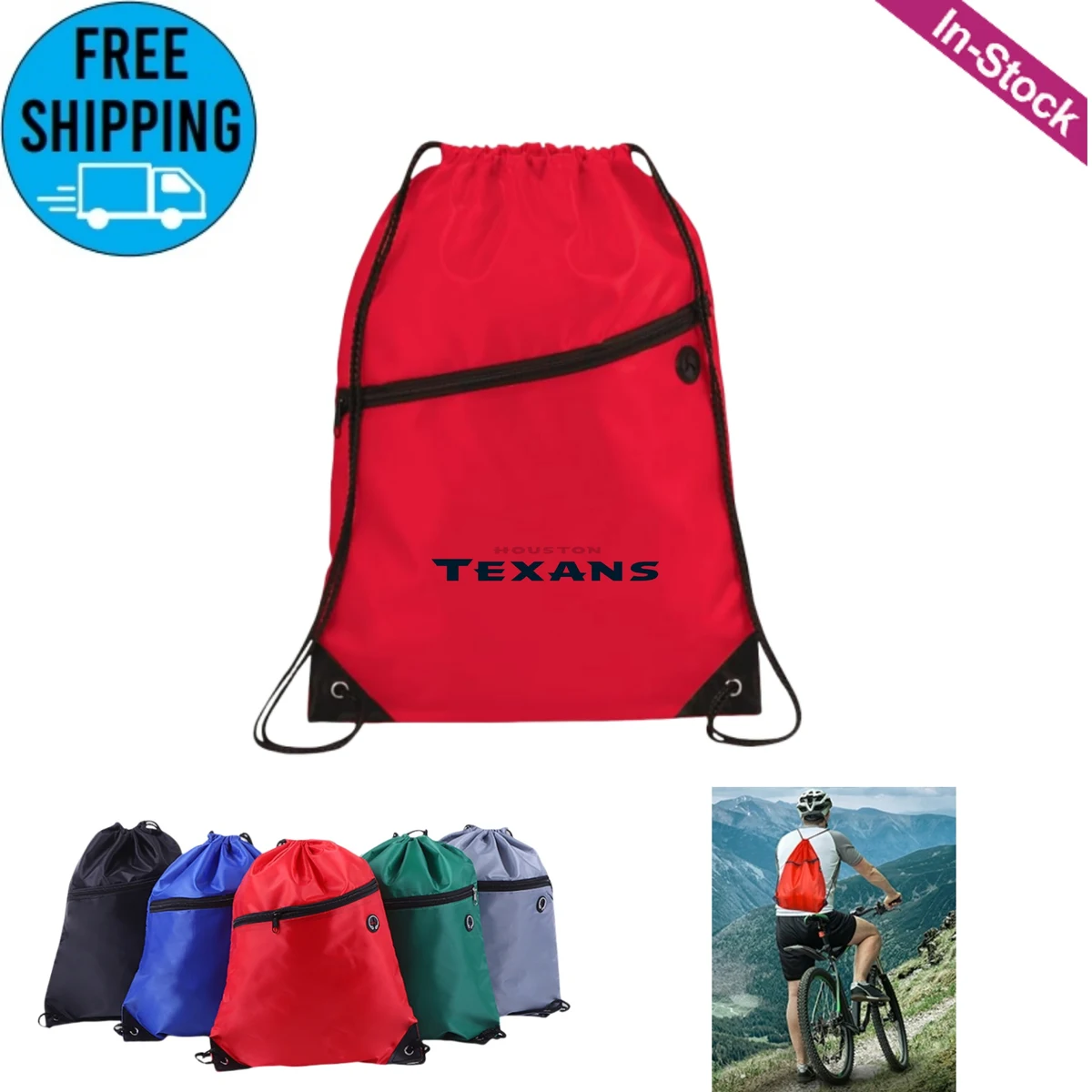 Drawstring Backpack Bag With Front Zipper 1