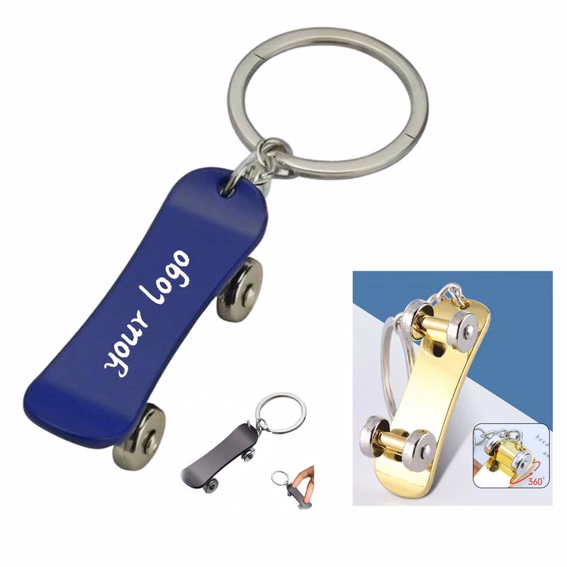Metal skateboard keychain