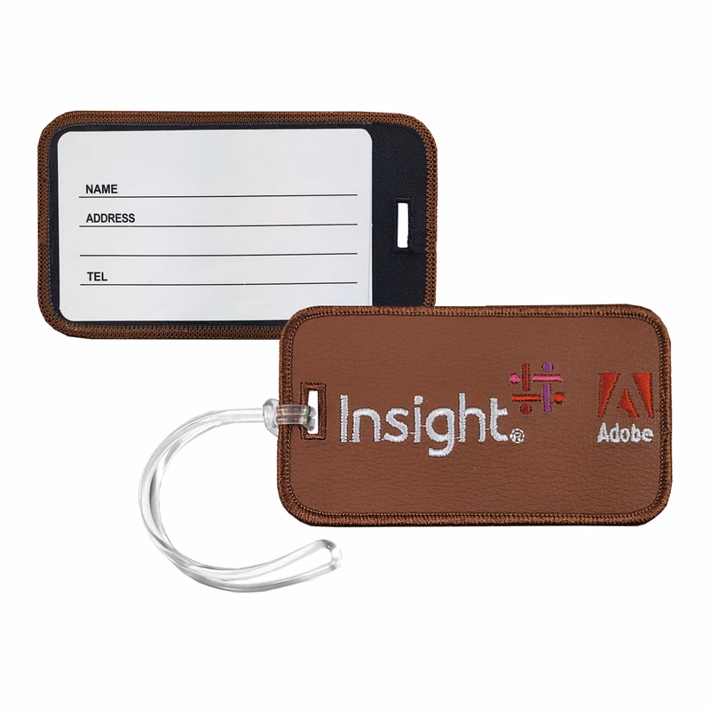 Embroidered Faux Leather Luggage Tag