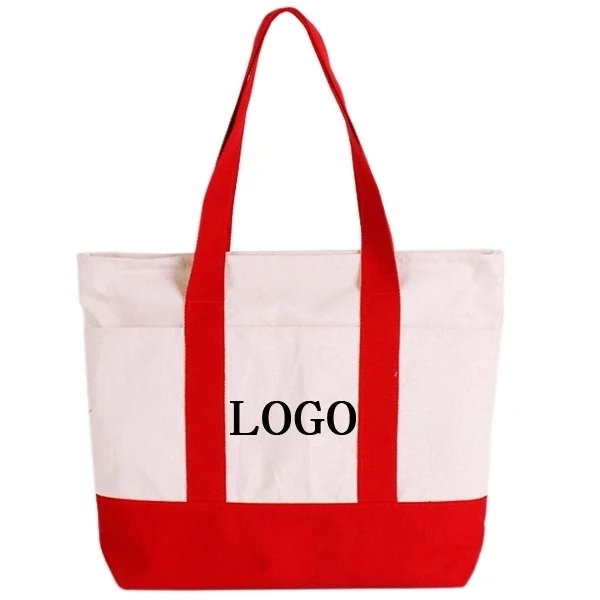 Canvas 2 Tone Boat Tote Bag, custom tote bag with logo imprint 1