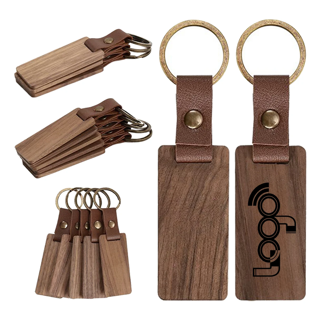 Natural Walnut Wood Keychain 1