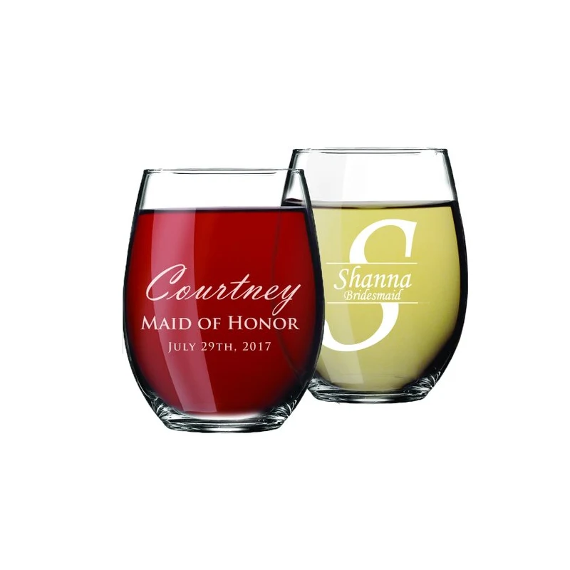 Stemless Wine Glasses with Print 1