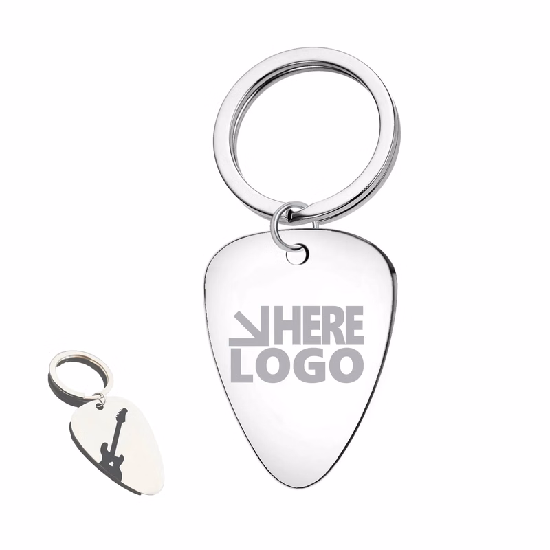 MOQ 20 Guitar Pick Keychain Stainless Steel
