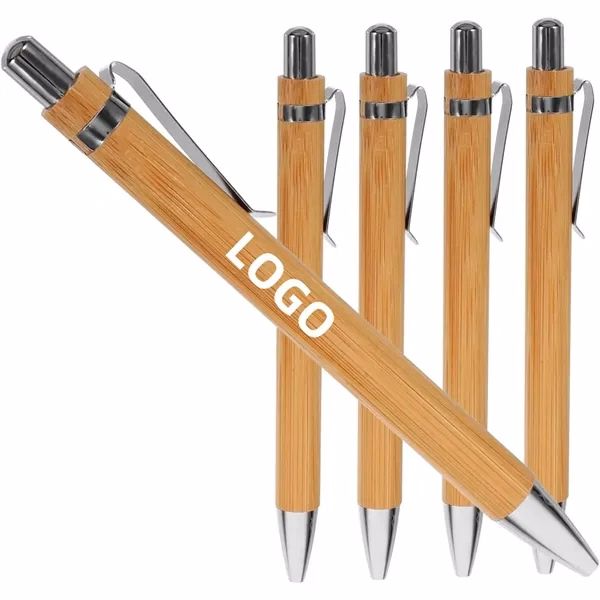 Bamboo Retractable Ball Pens for Office, School and Events