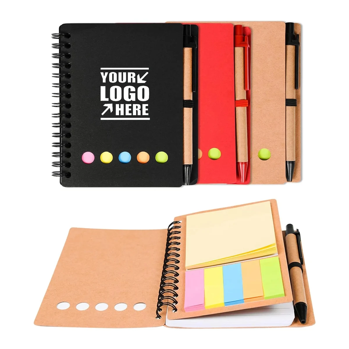 Spiral Steno Pocket Notebook Kraft Paper Cover w/Pen 1