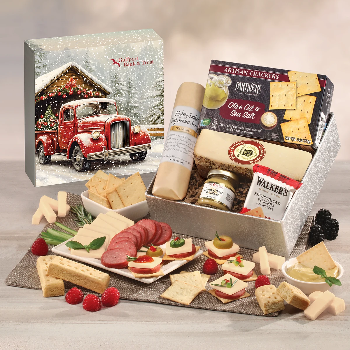 Snack Lover's Gift Box with Red Truck on Bridge Sleeve 1