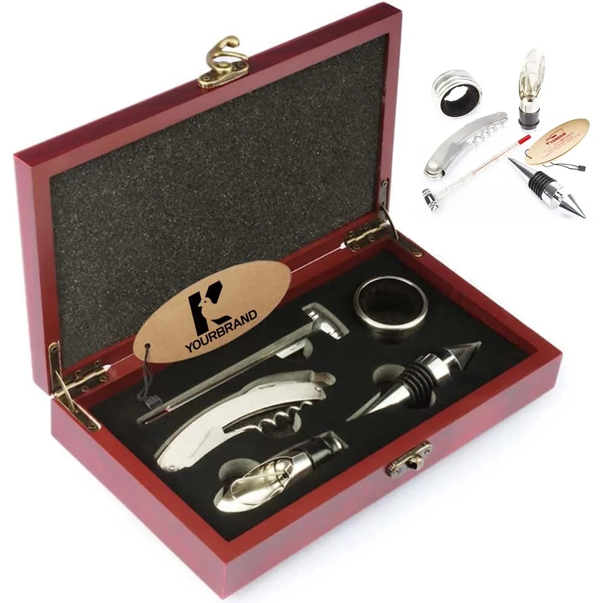 Stock High Quality 5 Set Wooden Box Wine Accessory 1