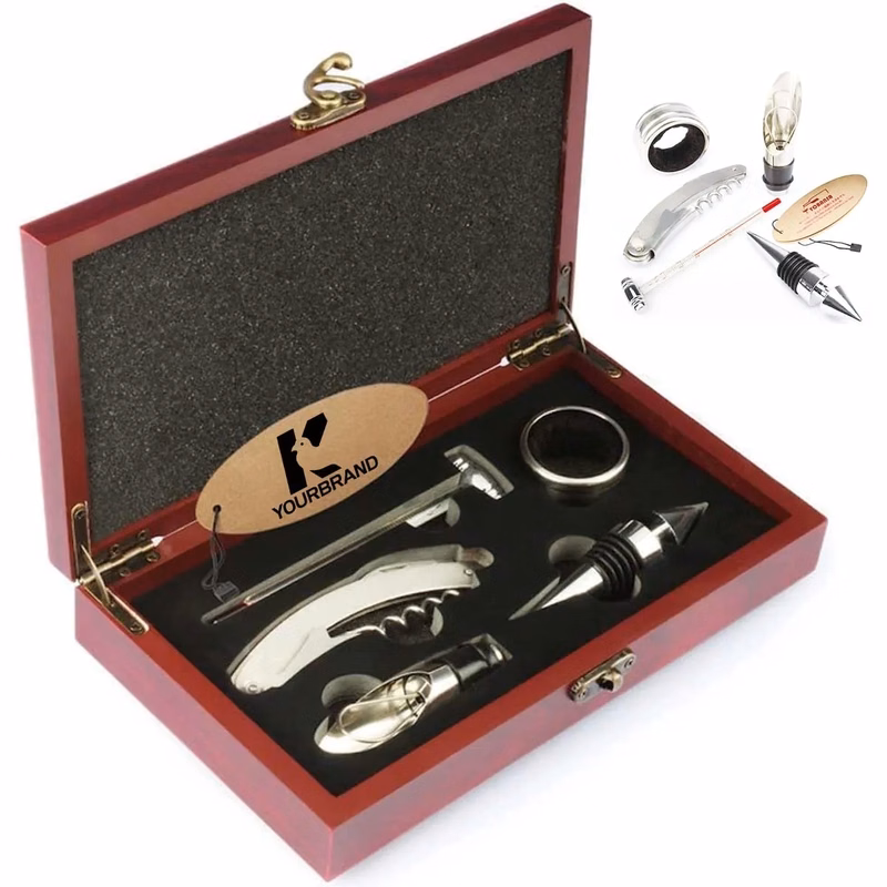 Stock High Quality 5 Set Wooden Box Wine Accessory