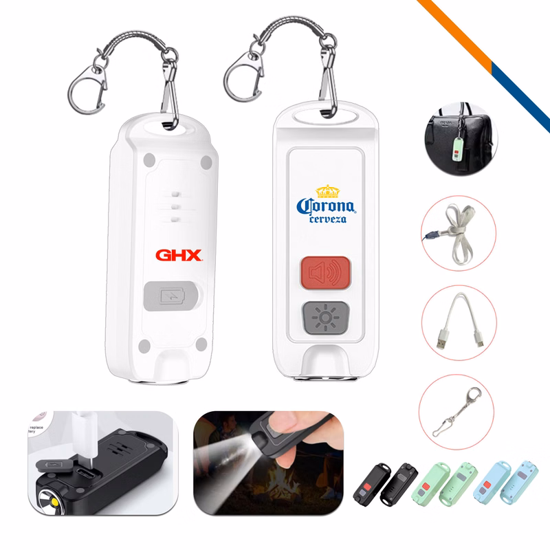 Preni Rechargeable LED Flashlight Keychain Alarm