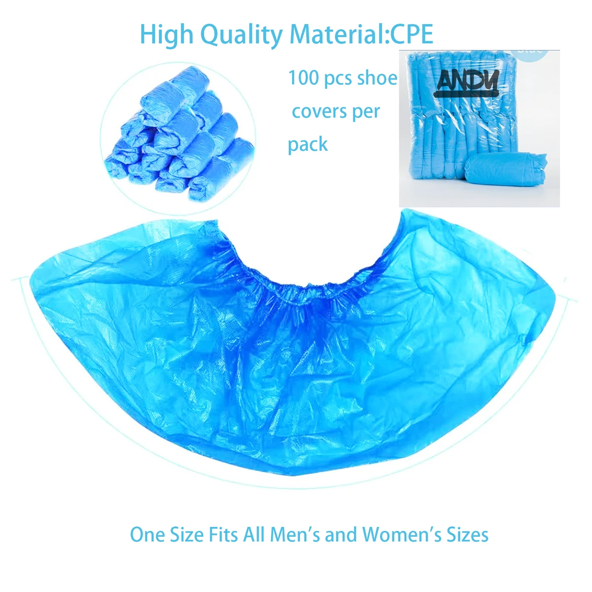 100 Pack Disposable Waterproof Dustproof CPE Shoe Covers 1