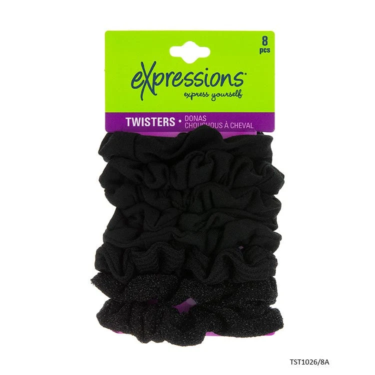Hair Twisters - Black 8 Pack Ruffle 1