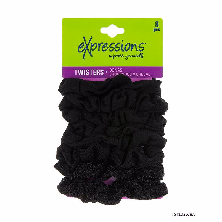 Hair Twisters - Black 8 Pack Ruffle