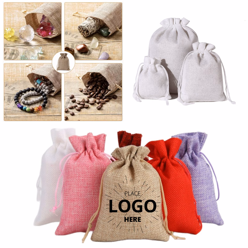 5"x7" colorful Burlap Drawstring Pouches